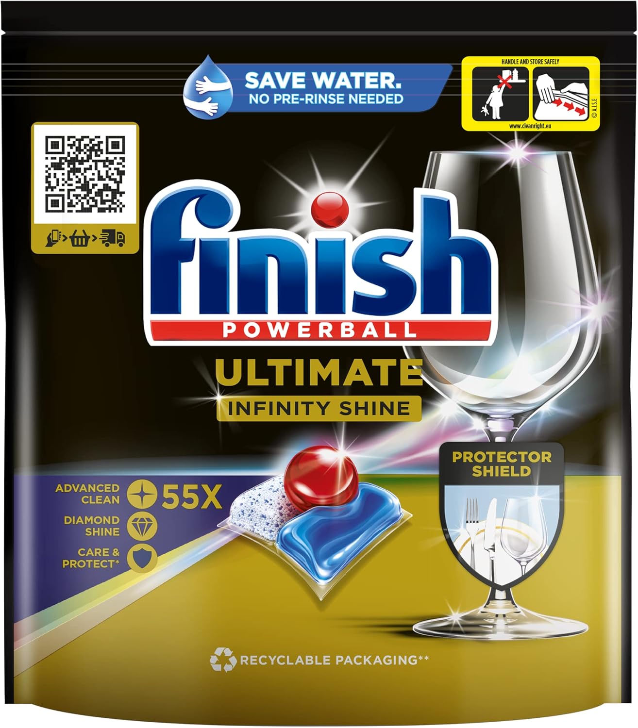 Finish Ultimate Powerball infinity Shine Dishwasher Tablets 55 Tablets