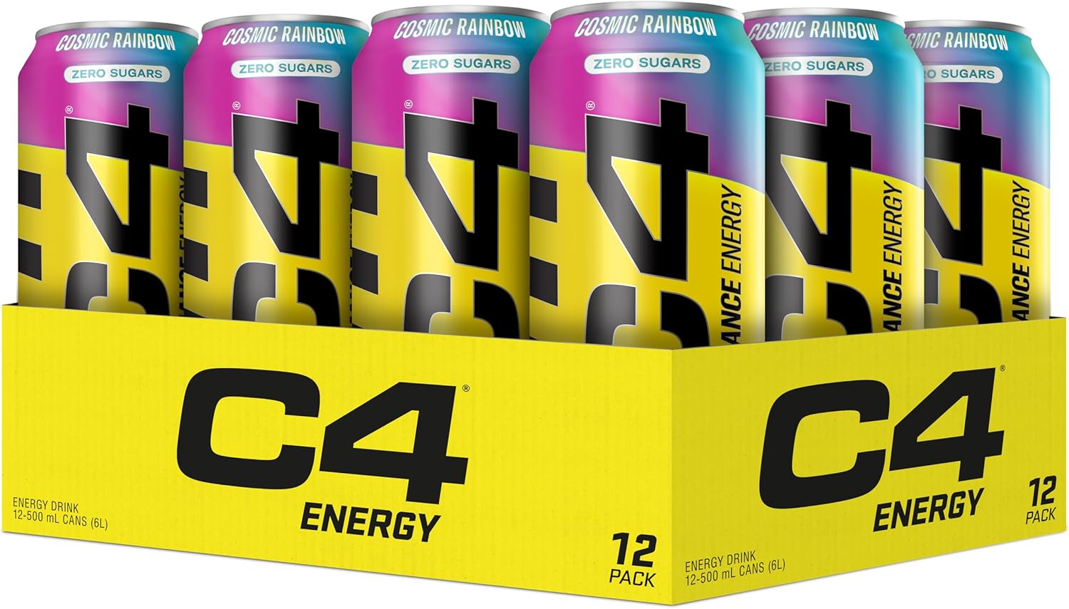 C4 Performance Energy Drinks Cosmic Rainbow 500ml (12 pack)