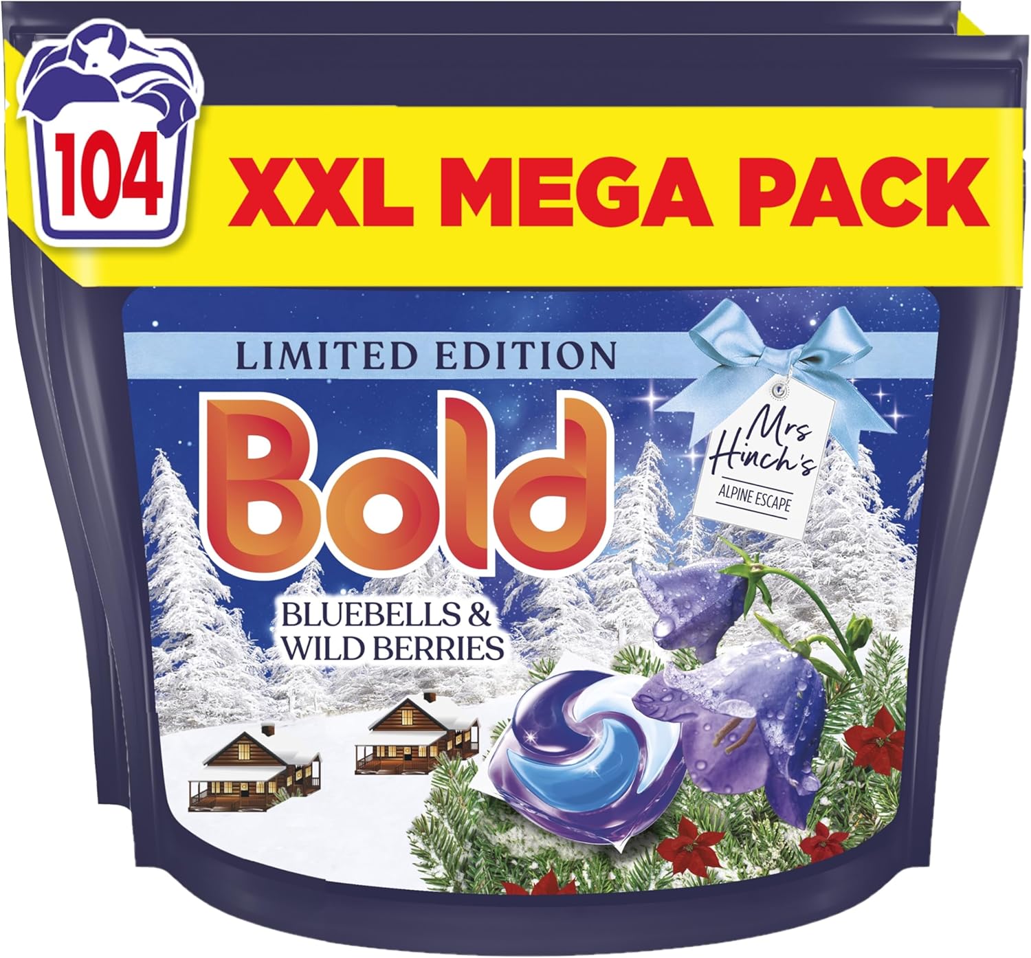 Bold Mrs Hinch Alpine Escape Washing Capsules, Bluebells and Wild Berries (2 x 52 Washes)