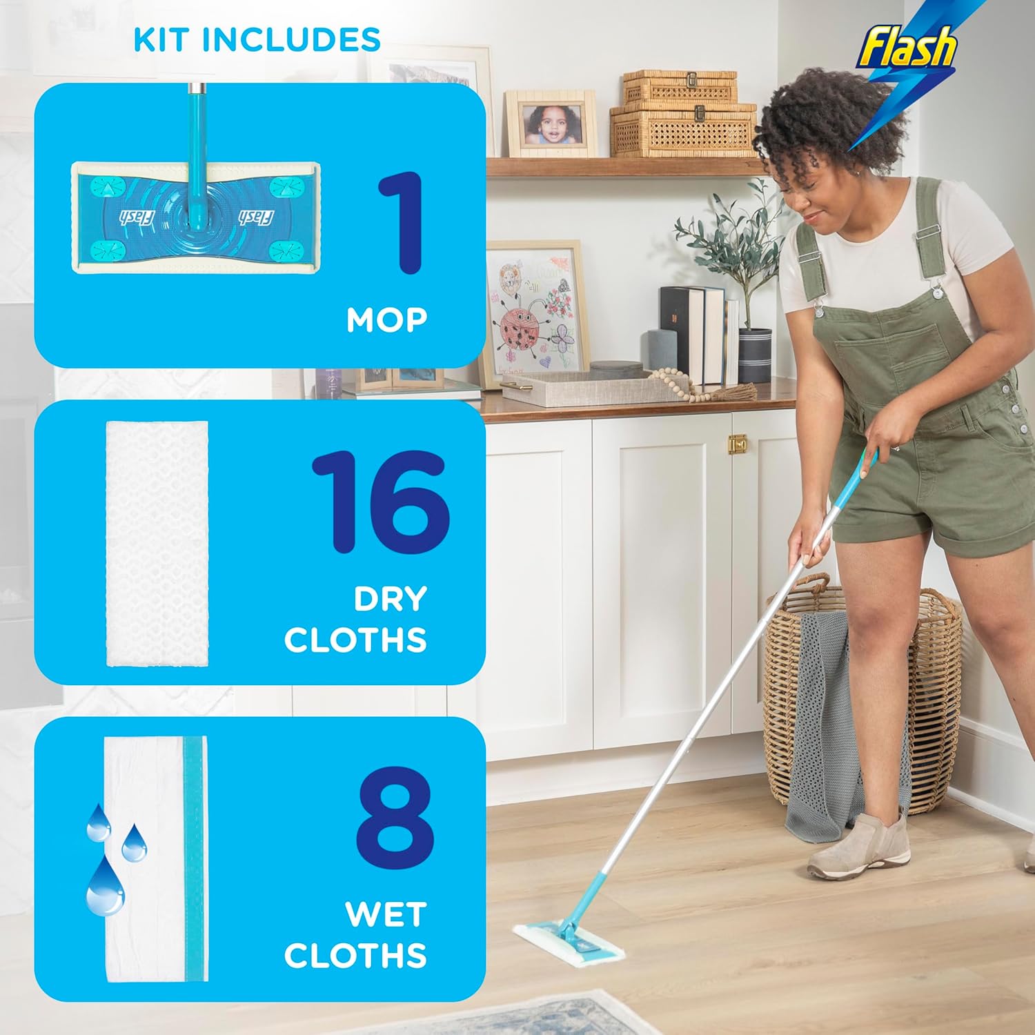 Flash Speedmop Floor Cleaner Starter Kit (8 Wet + 16 Dry Pads)