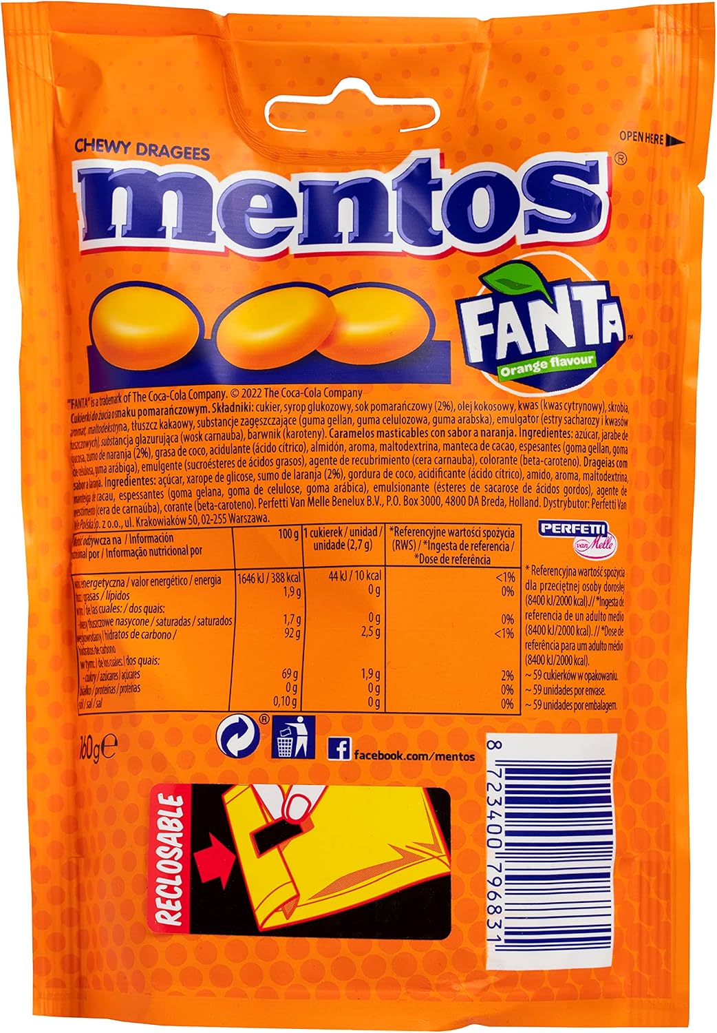 Mentos Fanta Limited Edition Chewable Sweets (7 x 160g)