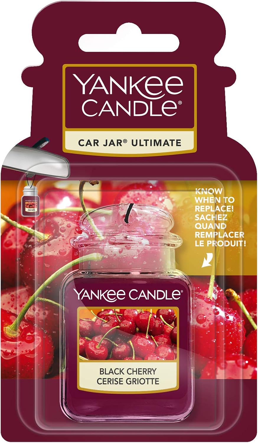 Yankee Candle 3D Car Jar Air Freshener, Black Cherry Fragrance