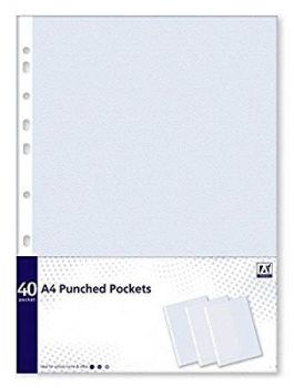 Anker Stationery A4 Punched Pockets - 30 Pockets