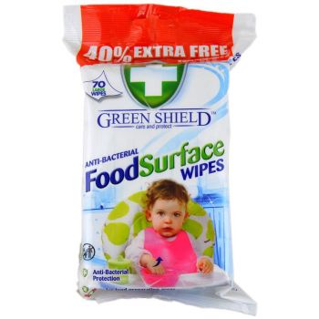 Green Shield Anti-Bacterial Food Surface Wipes - 70 Large Wipes