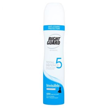 Right Guard Women  Total Defence 5 48H Protection 0% Alcohol Anti-Perspirant - 150ml - Invisible - 250ml, Invisible
