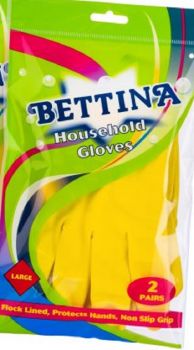 Bettina Household Rubber Gloves - 2 Pairs Size Large