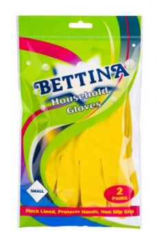 Bettina Household Rubber Gloves - 2 Pairs Size Small