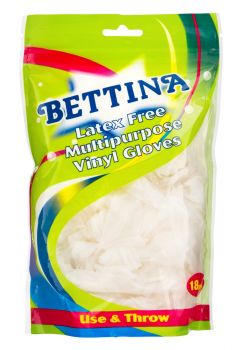 Bettina Latex Free Multi Purpose Vinyl Gloves 18 Pack