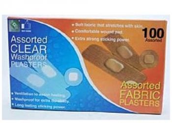 A+E Assorted Clear Washproof Plasters And Fabric Plasters - 100 Pack