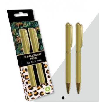 Design Group Set of 2 Gold Ballpoint Pens - Leopard Style