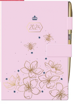 Design Group 2024 Softcover Diary with Pen - Bees & Flowers