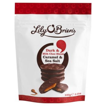 Lily O'Brien's Dark & Milk Choc Blend Caramel Sea Salt Bag 100g