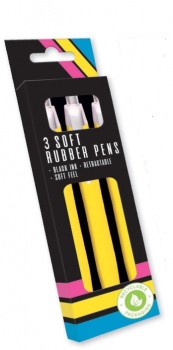 3 Soft Rubber Pens - Yellow