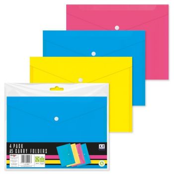 Anker Stationery  A5 Carry Folders - 4 Pack