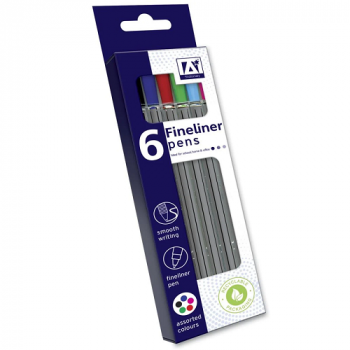 A* 6 Assorted Colour Fineliner Pens