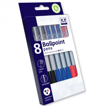 A* 8 Ballpoint Pens With Grip