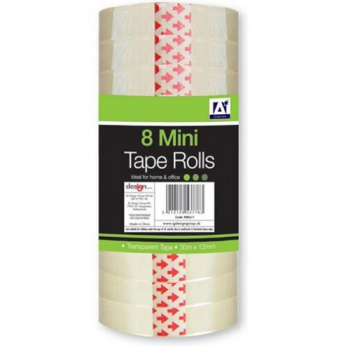A* Mini Tape Rolls Clear - 8 Pack - 30mm x 12mm