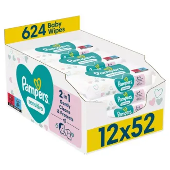 Pampers Baby Wipes Fragrance Free 12 x 52 (624 Wipes)