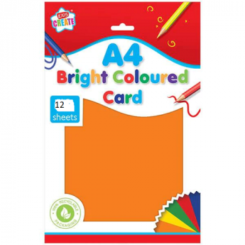 Kids Create A4 Bright Coloured Card - 12 Pack