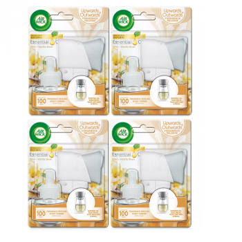 Air Wick Electrical Plug In Kit, White Vanilla Bean Holder & 1 Refill x 4 Packs