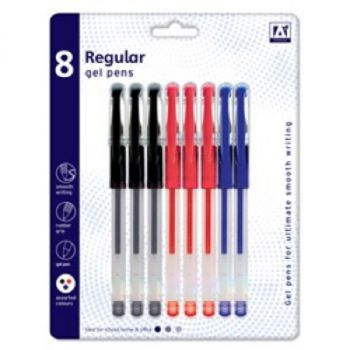 Anker Regular Gel Pens (Blue, Black, Red) - 8 Pack