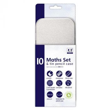 Anker Stationery 10 Piece Maths Set & Tin Pencil Case