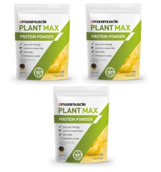 Maximuscle Plant Max Protein Powder - Banana Fudge - 48 Servings - 3 x 480g