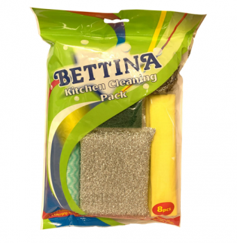Bettina Kitchen Cleaning Pack Sponge Scourers Cloths Washing Up Pads - 8pcs