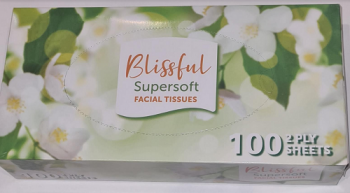 Blissful Supersoft Facial Tissues Box - 100 x 2 Ply Tissues (Lily)
