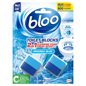 Bloo In Cistern Toilet Blocks 2 in 1 Original Blue 2x50g