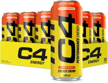 C4 Energy Drink Zero Sugar Orange Slice Flavour 12 x 500ml
