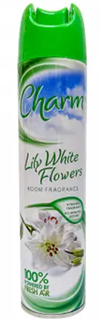 Charm Lily White Flowers Air Freshener Spray, 240ml