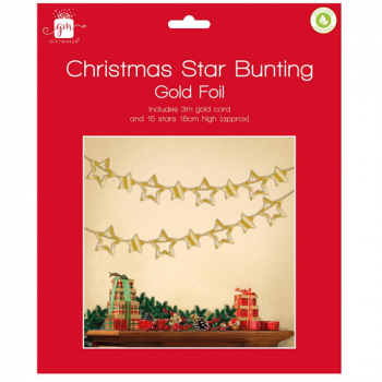 Giftmaker Christmas Star Bunting Gold Foil 3m