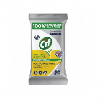 Cif Professional Multipurpose Anti-Bac & Shine Lemon Wipes 100's 