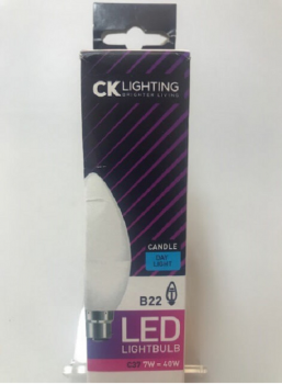 CK Lighting B22 LED Day Light Candle Energy Saving Light Bulb C37 7W = 40W