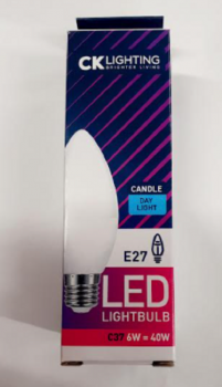 CK Lighting E27 LED Day Light Candle Energy Saving Light Bulb C37 6W = 40W