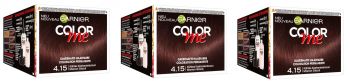 Garnier Colour Me 4.15 Iced Dark Brown Permanent Click & Ready Hair Dye 3x