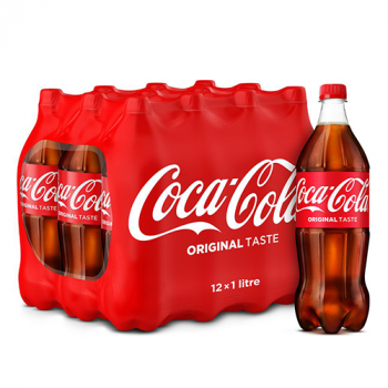 Coca Cola Original Coke 12 x 1Litre Bottles 