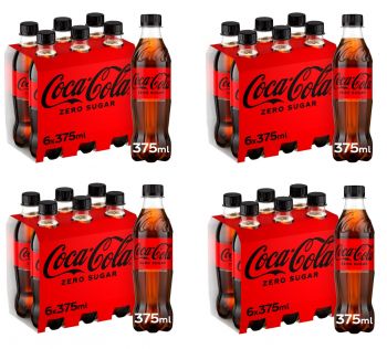 Coca Cola Zero Sugar Drink No Calories 24x 375ml Bottles