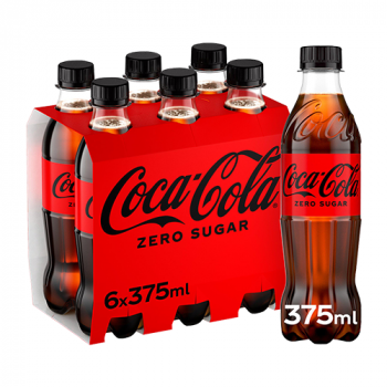 Coca Cola Zero Sugar Drink No Calories 6x 375ml Bottles