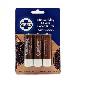 Curalene Moisturising Lip Balm Cocoa Butter & Vitamin E  3x4.8g