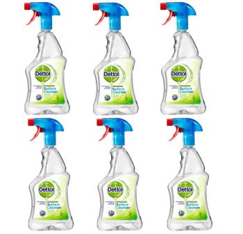Dettol Anti-Bacterial Surface Cleanser Spray - Lime and Mint - 500ml - Pack of 6