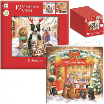 Giftmaker Puppies & Kittens Square Christmas Cards 2 Designs - Pack of 10