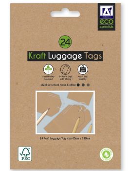 Eco Essentials Recycled Brown Kraft Luggage Tags With String 24 Pack