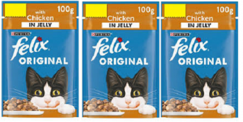 Felix Adult Wet Cat Food Chicken In Jelly Pouch (3 x 100g)