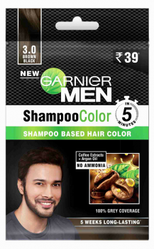 2 X Garnier Men Shampoo Hair Colour 3.0 Brown Black