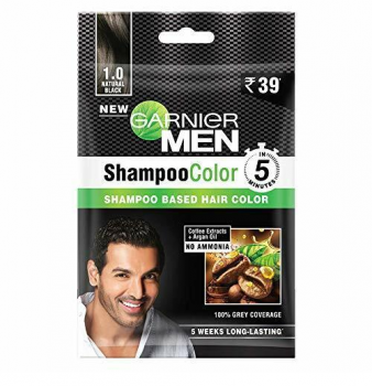 2 X Garnier Men Shampoo Hair Colour 1.0 Natural Black