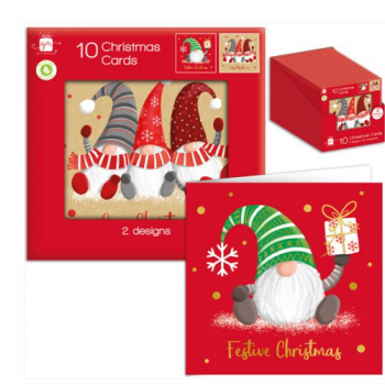 Giftmaker Gonks Square Christmas Cards 2 Designs - Pack of 10