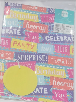 Giftmaker Happy Birthday Gift Wrap - 2x Sheets 2x Tags