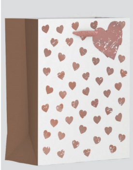 Gift Maker Large Heart Gift Bag - Rose Gold & White